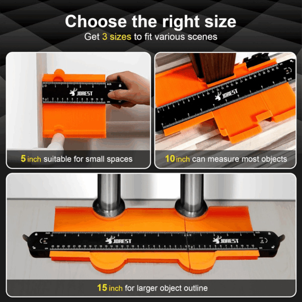 Connectable Contour Gauge (10+5 Inch), Gifts Ideas for Men Dad Handyman Husband Him, Shape Profile Duplicator with Lock, Outline Angle Measuring Tool, Template Tool, Tile Flooring, Scribe Edge - Image 2