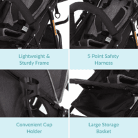 Vista Moonwalk Baby Stroller in Black, Lightweight Infant Stroller with Compact Fold, Multi-Position Recline Umbrella Stroller with Canopy, Extra Large Storage and Cup Holder - Image 5