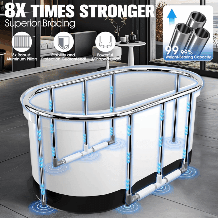 XL 130 Gal Ice Bath Tub for Cold Plunge,2025 Large Oval Ice Bath Tubs for Athletes,Portable Cold Plunge Tub,Cold Water Plunge Tub Foldable, Cold Plunge for Family,Ice Baths for Home,Gyms,Indoor Use - Image 5