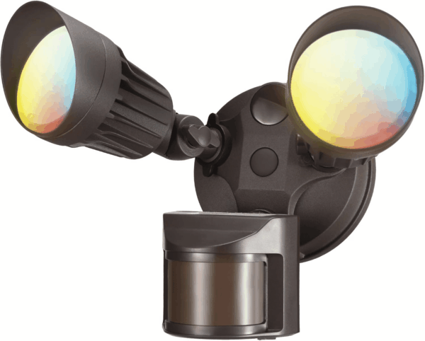 3CCT LED Security Light, Motion Sensor Flood Lights Outdoor, Aluminum, 3 Modes Motion Detector+Dusk to Dawn+Switch Control, 3000K/4000K/5000K Selectable, IP65, Adjustable 2-Head, ETL, Bronze