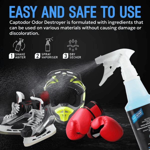 Sports Odor Destroyer Spray (2 X Bottles of 16.9Oz / 500 Ml), Sports Gear Odor Eliminator & Deodorizer Spray - Neutralizer & Refresher Spray for Protective Equipment, Sportswear & Outdoor Gear - Image 5