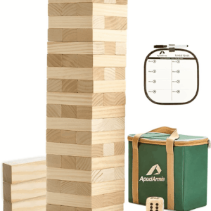54 PCS Tumble Timber Set [Stack to 3FT], Pine Wooden Tumble Tower Game with Dice and Scoreboard Set - Classic Block Stacking Board Game for Teens Children Teenagers