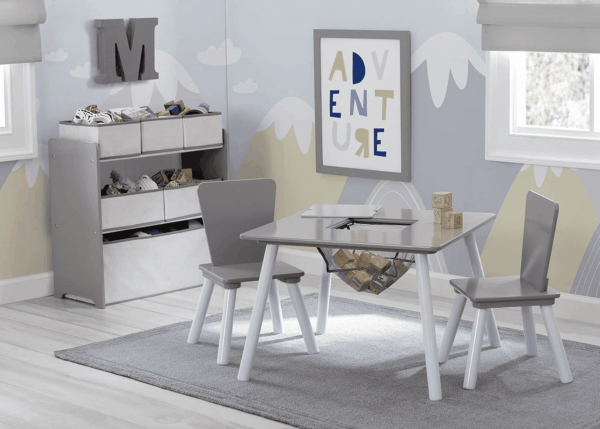 4-Piece Toddler Playroom Set, Grey/White - Image 2