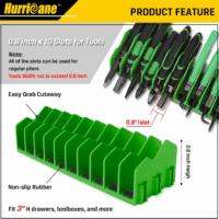 Plier Organizer Rack, 10-Slot Pliers Cutters Organizer Rack with Non-Slip Rubber Base, Tool Organizer, Tool Drawer Toolbox Organizer and Storage, Green, Extendable Design, Fit 3” H, 1 Pack - Image 3