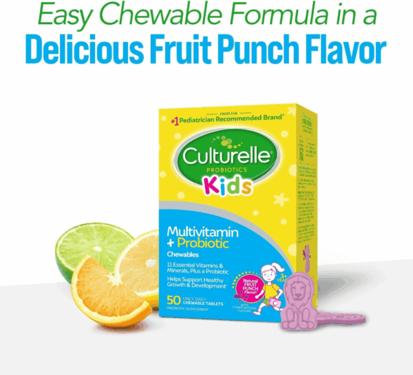 Kids Complete Chewable Multivitamin + Probiotic for Kids, Ages 3+, 50 Count, Digestive Health, Oral Health & Immune Support - with 11 Vitamins & Minerals, Including Vitamin C, D3 & Zinc - Image 3