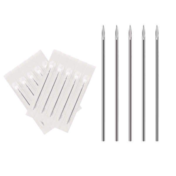 Body Piercing Needles,  10Pcs 16G Stainless Steel Sterile Disposable Ear Nose Navel Nipple Lip Piercing Needles