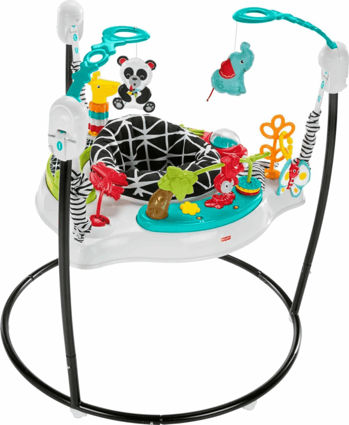 Baby Bouncer Pink Petals Jumperoo Musical Activity Center with Lights Sounds & Developmental Toys