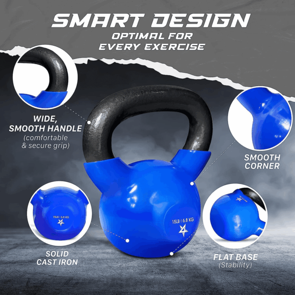 5-65Lbs Kettlebells Vinyl Coated Cast Iron for Dumbbell Weights Exercises, Gym, Fitness, Full Body Workout Equipment Push Up, Grip and Strength Training - Image 3
