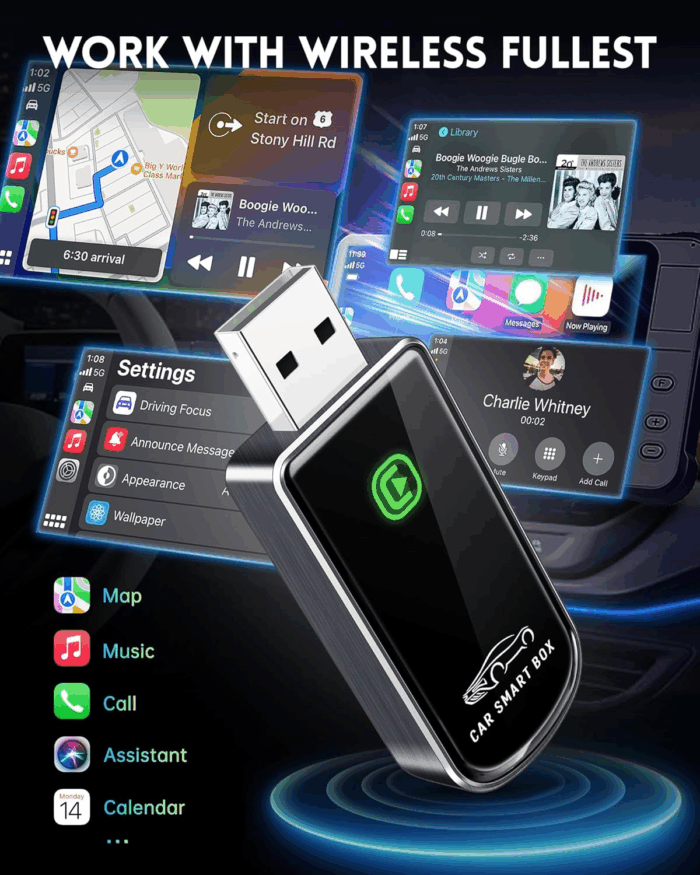 Wireless Carplay Adapter- Mini Edition, Converts Factory Wired to Wireless Carplay Dongle Plug & Play Carplay Wireless Adapter for Apple Iphone Ios 10+ & Cars from 2015+(Brushed Cobalt Blue) - Image 5