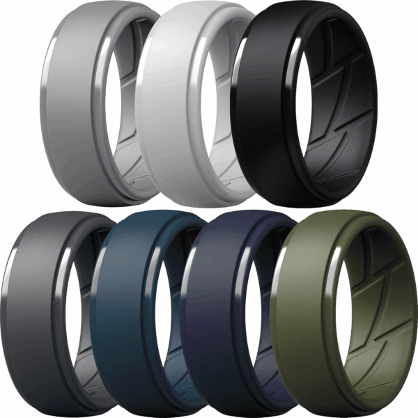 Men'S Silicone Rings 10Mm Wide 2.5Mm Thick Rubber Bands, Breathable,Variety Multipack 1-7