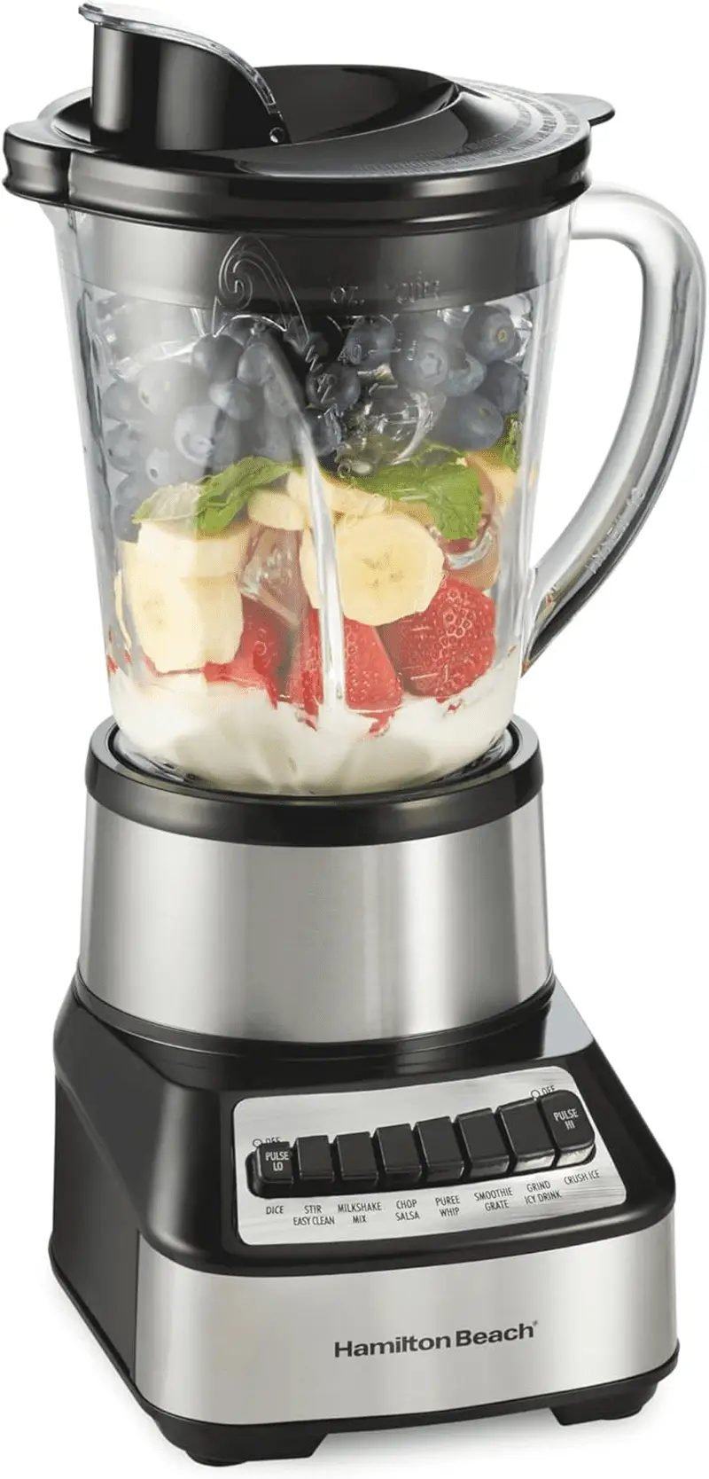 Wave Crusher Blender for Smoothies with 40 Oz Glass Jar and 14 Functions, Ice Sabre Blades & 700 Watts for Consistently Smooth Results, Black + Stainless Steel (54221)
