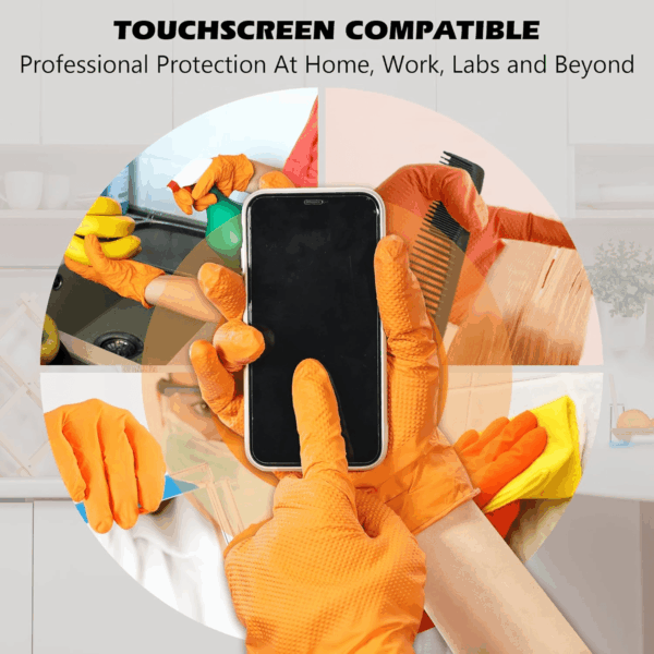 Nitrile Industrial Gloves with Raised Diamond Texture, 100 Count Thick (XL) - Image 4