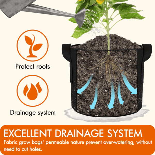 20-Pack 5 Gallon Grow Bags, Aeration Fabric Pots with Handles - Image 4