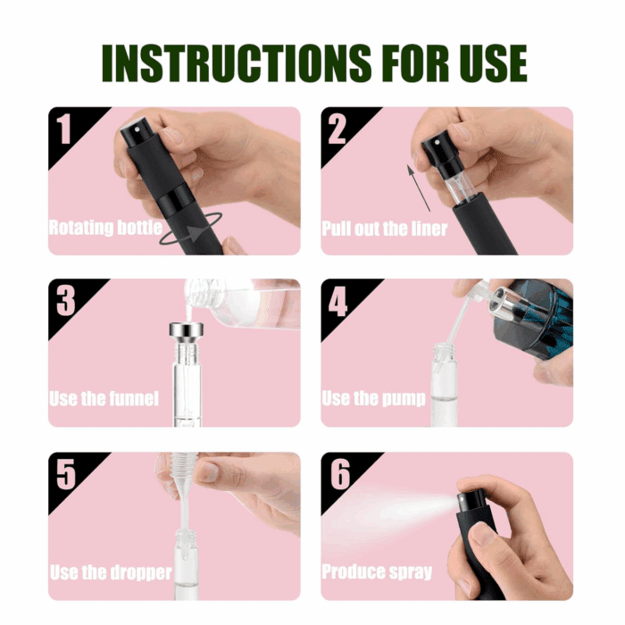 8ML Mini Atomizer Perfume Travel (Matte Black) Refillable Bottle Portable Spray Bottle for Cologne and Perfume (3Pcs) - Image 5