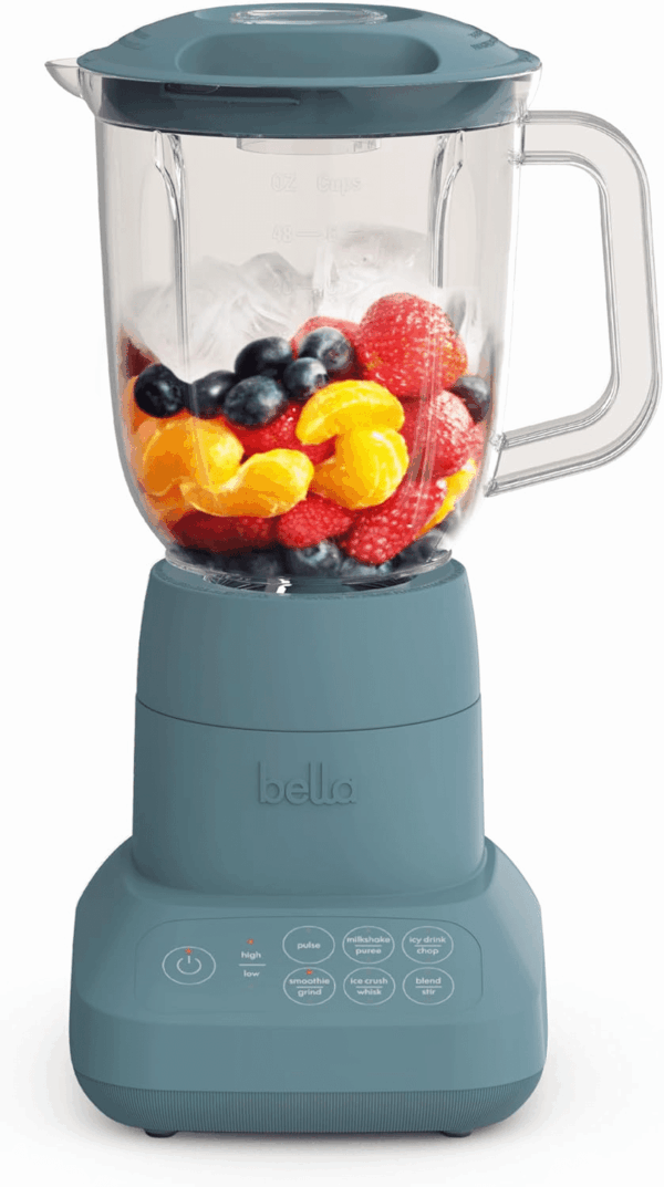 10 Speed Countertop Blender, Juicer & Smoothie Maker, Fits-Anywhere™ Kitchenware, Slim Flip & Store Design, Dishwasher Safe 48Oz Capacity Pitcher & Lid, Stainless Steel Blade, 450 Watt, Surf