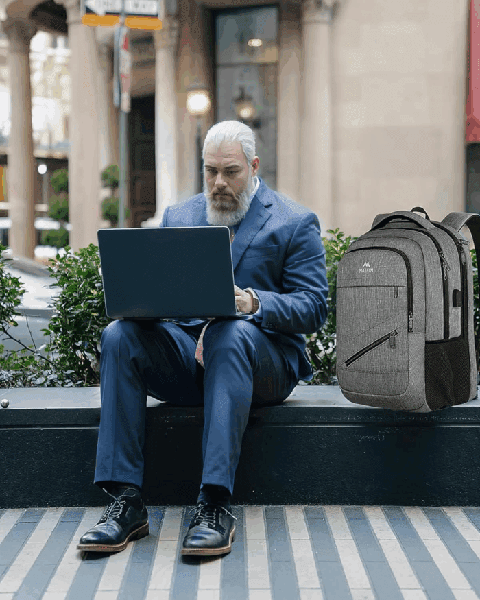 Travel Laptop Backpack, 17 Inch Business Flight Approved Carry on Backpack, TSA Large Computer Bag for Men Women with USB Port and Trolley Sleeve, College School Tactical Book Bag, Grey - Image 9