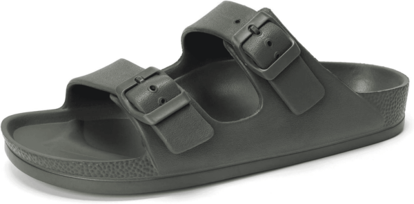 Women'S Comfort Slides Double Buckle Adjustable EVA Flat Sandals