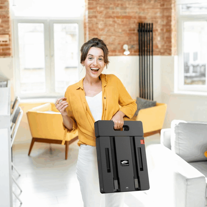 Folding Hand Truck, 500 LB Heavy Duty Luggage Cart, Utility Dolly Platform Cart with 6 Wheels & 2 Elastic Ropes for Luggage, Travel, Moving, Shopping, Office Use, Black - Image 7