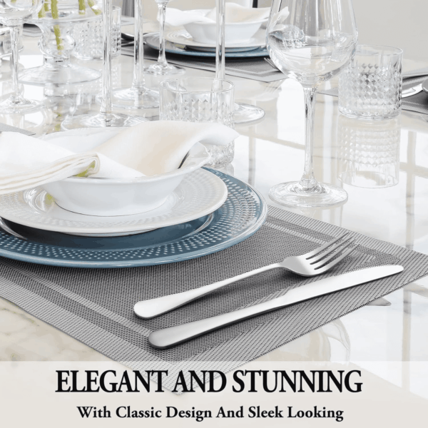24 Pcs Silverware Set with Steak Knives Service for 4,Stainless Steel Flatware Set,Mirror Polished Cutlery Utensil Set,Home Kitchen Eating Tableware Set,Include Fork Knife Spoon Set,Dishwasher Safe - Image 6