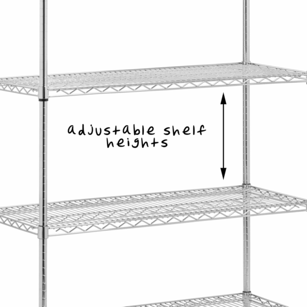 SHF-01441 Adjustable Storage Shelving Unit, 800-Pounds per Shelf, Chrome, 5-Tier, 42Lx18Wx72H - Image 5