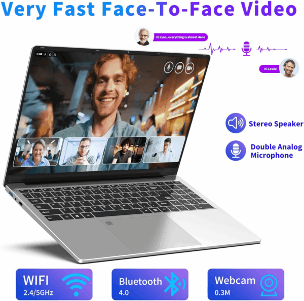16 Inch Laptop Computer, Gaming Laptop, 16GB RAM 1TB SSD, N95 Processor, FHD 1920 * 1200, 180 Angle Open, Backlit Keyboard, Windows 11 Pro, Fingerprint Unlock, Wifi 5, BT 4.2 - Image 7