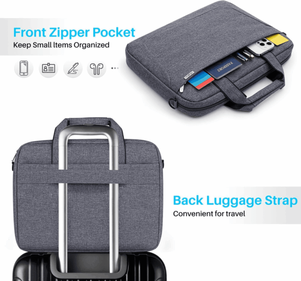17 17.3 Inch Laptop Shoulder Bag for Men Women,Waterproof Computer Carrying Case Messenger Bag with Strap for 17"-18" HP Dell,Laptop Briefcase for Office Business Travel College School,Grey - Image 4