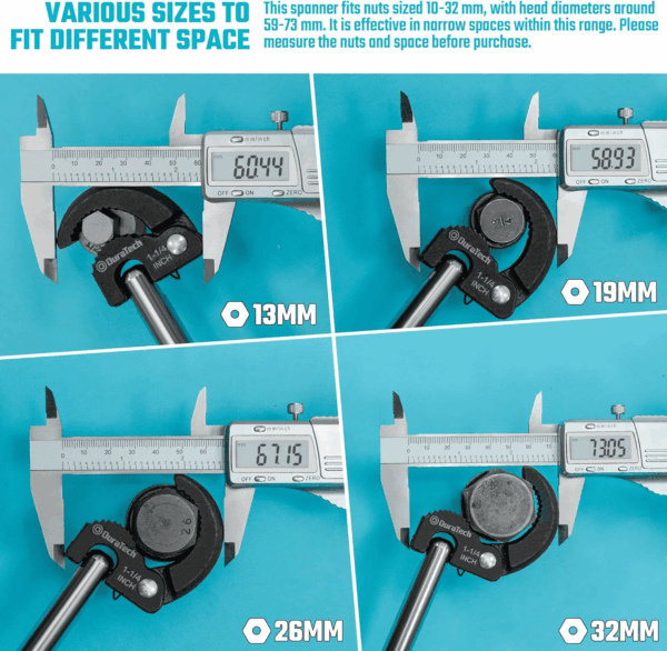 11" Basin Wrench, Sink Wrench, Adjustable Tap Nut Spanner Basin Spanner, Capacity of 3/8" to 1-1/4" for Fixing Back and Union Nuts under Sink - Image 7