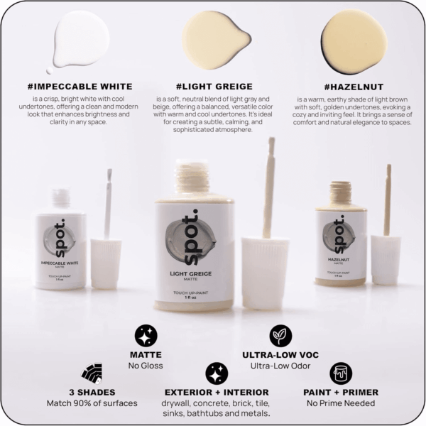 Touch Up-Paint, Matte Finish, for Cabinets, Walls, Windows, Doors, and Furniture, 3 Color Kit Matches 90% of Surfaces, Beige + White 3 Pack - Image 5