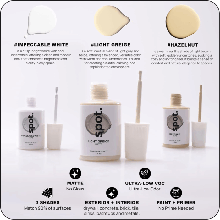 Touch Up-Paint, Matte Finish, for Cabinets, Walls, Windows, Doors, and Furniture, 3 Color Kit Matches 90% of Surfaces, Beige + White 3 Pack - Image 5