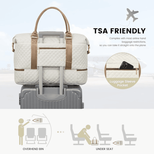 Travel Duffle Bag,Weekender Bags for Women with Shoe Compartment，Carry on Overnight Bag with Toiletry Bag,Gym Duffel Bag with Wet Pocket, Hospital Bags for Labor and Delivery - Image 5