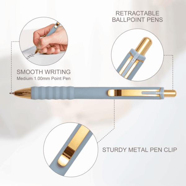 Ballpoint Pens Black Ink Ball Point Pen with Super Soft Grip Medium Point 1.0Mm Office Pens (Gold 12-Count) - Image 3