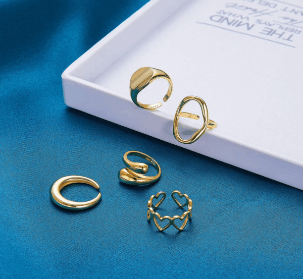 10PCS Gold Dome Chunky Rings for Women 18K Gold Plated Braided Twisted round Signet Rings Adjustable Open Ring Band Statement Jewelry Size 7-9 - Image 7