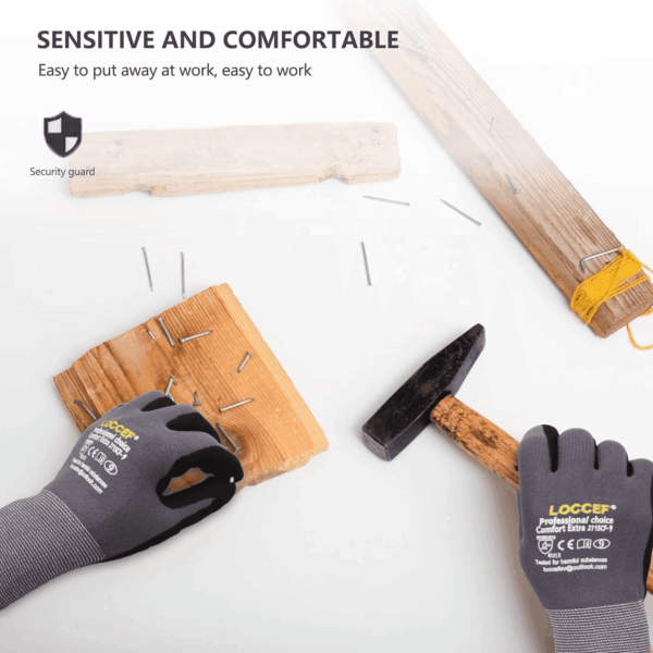 Work Gloves Microfoam Nitrile Coated-6 Pairs,Seamless Knit Nylon Gloves,Gray Work Gloves - Image 8