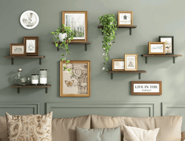 Wood Floating Shelves - Set of 6, Wall Mounted, Farmhouse Style for Bedroom & Bathroom - Image 4