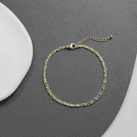 Gold/Silver Ankle Bracelets for Women,14K Gold Anklets for Women Waterproof Cuban Link Heart Beads Herringbone Rhinestone Anklets Set Layered Anklet Bracelets for Women Gold Jewelry Gift - Image 5
