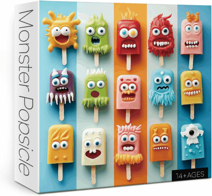 Funny Popsicle Puzzles for Adults 1000 Pieces, Colorful Art Ice Cream Jigsaw Puzzle, Summer Food Impossible Challenging Puzzles