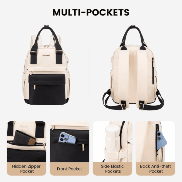 Mini Backpack for Women Stylish Waterproof Backpack Purse with USB Port, Cute Bookbag for College School Travel - Image 2