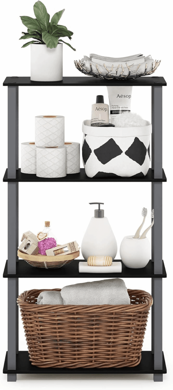Turn-N-Tube 4-Tier Multipurpose Shelf Display Rack, Square Tube, Black/Grey - Image 5