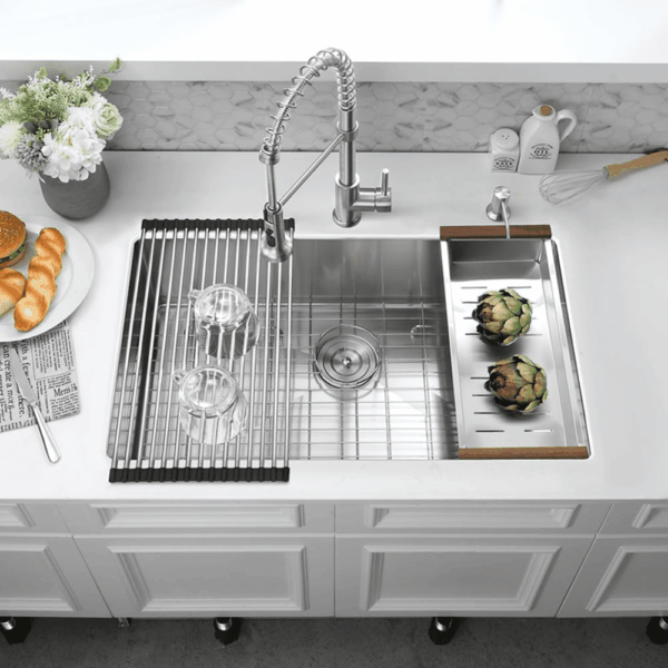 26X18 Stainless Steel Undermount Sink - 18 Gauge Deep Single Bowl with Colander - Image 3