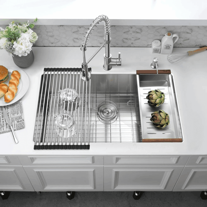 26X18 Stainless Steel Undermount Sink - 18 Gauge Deep Single Bowl with Colander - Image 3