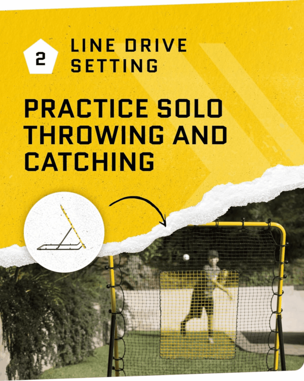 Fielding Trainer - Baseball & Softball Pitch-Back Rebound Net - Ground, Line Drive & Fly Ball Return Settings - 4 X 4.5-Foot Steel Frame, UV & Weather Resistant Bungee Net, Easy-Fold Design - Image 4