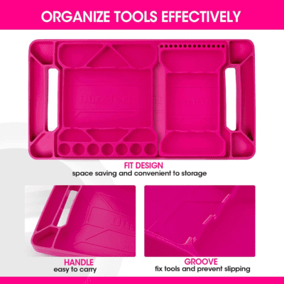 Flexible Tool Tray, Silicone Tool Holder for Mechanics Storage, Heat and Chemical Resistant Tool Organizer for Automotive, Industry and Household(3Pack Pink) - Image 6