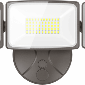 60W Flood Lights Outdoor, 6000LM Brightness Security Lights Switch Controlled, 3 Adjustable Heads, IP65 Waterproof, 6500K Wall Mount Exterior LED Flood Light