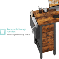 L Shaped Computer Desk with Drawers & Storage Shelves, 47 Inch Small Reversible Corner Desk with Power Outlet for Home Office Bedroom, L-Shaped Gaming PC Desks with Fabric Drawer, Rustic Brown - Image 7