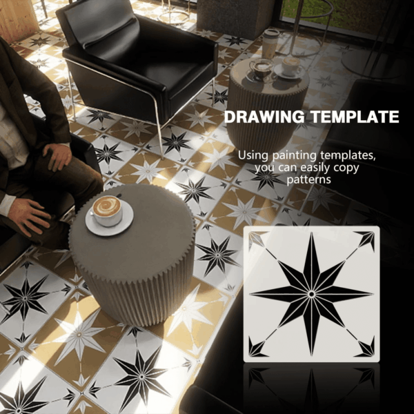 12X12 Inch Floor Stencils Tile Stencil, 4Pcs Furniture Wall Garden Floor Patio Bathroom Painting Floor Decor DIY Reusable - Image 8