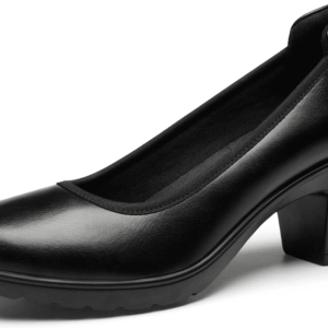Women'S Chunky Closed Toe Low Block Heels Work Pumps Comfortable round Toe Dress Wedding Shoes