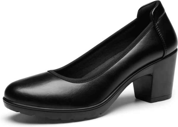 Women'S Chunky Closed Toe Low Block Heels Work Pumps Comfortable round Toe Dress Wedding Shoes