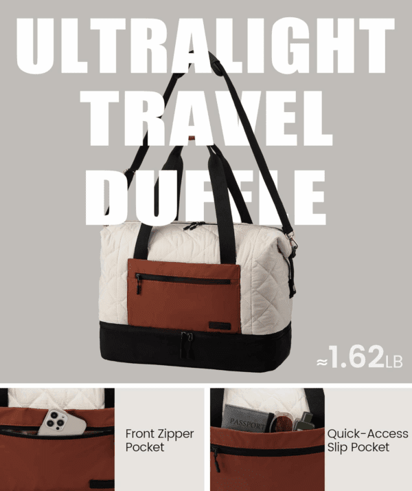 Weekender Bags for Women, Puffer Travel Duffel Bags for Woman, Large Hospital Bag for Women Labor Delivery with Shoe Compartment, Carry on Overnight Bag, Personal Item Travel Bag for Airplane - Image 3