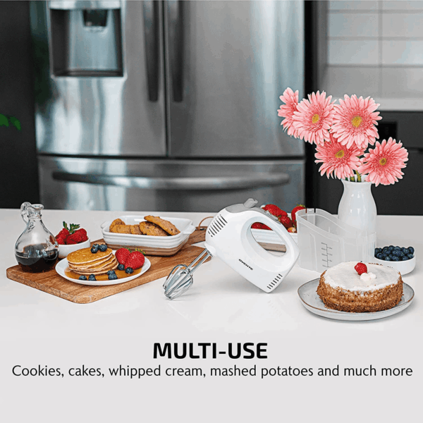 5-Speed Electric Hand Mixer with Stainless Steel Mixing Whisk, Snap-On Storage Case, Portable & Lightweight 150W Motor, Compact Handheld Mixer for Baking, Blending or Cooking, White HM151W - Image 9