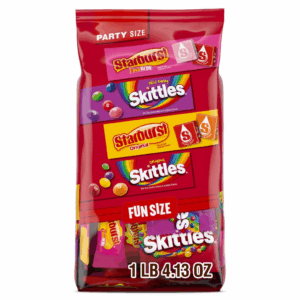 SKITTLES Original, SKITTLES Wild Berry & STARBURST Original and STARBURST Favereds Fun Size -  Assorted Candy Variety Pack - Candy Bulk Individually Wrapped, 20.13Oz